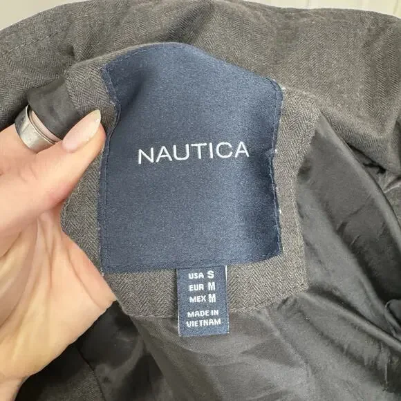 Nautica Womens Jacket Small Gray Quilted Puffer Hooded Packable Long Warm Snow - Picture 12 of 15